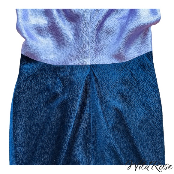 ZAC POSEN MARILYN DRESS - Lilac & Navy Blue Collared Fringe Silk Dress SZ 2 - Picture 9 of 17